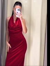 ZARA WOMAN NEW DARK RED VELVET