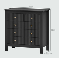 Elegant Chest of Five Drawers – Black Storage Dresser with Gold-Tone Handles