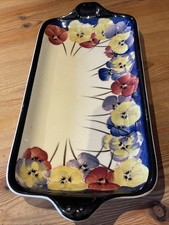 Royal Doulton ‘Pansy’ Long Sandwich Plate, Black Edging D4049