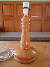 Vintage Hardwood Table Lamp Heavy Light Coloured Wood VGC Pats Safety Tested 