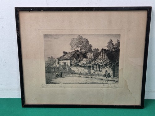 Framed antique french street - antique,