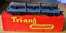 Triang Railways R212 Bogie Bolster Wagon with Log Load. Boxed Old style coupling