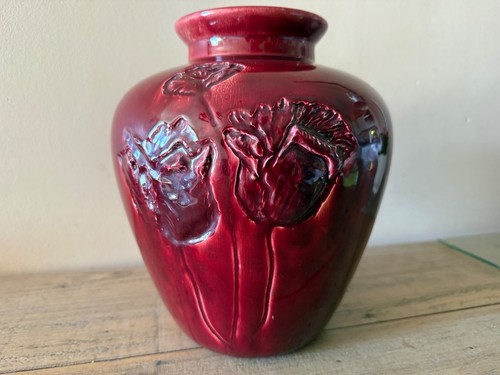 Large red studio pottery - large,