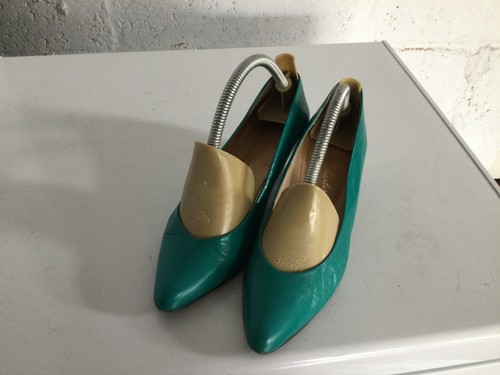 Turquoise leather kitten heel - leather,