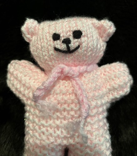 Handmade knitted small teddy - small,