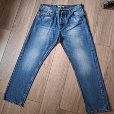 Mens Soulcal &Co Blue Distressed Cotton Jeans, Size 34in Waist 29in Inside Leg