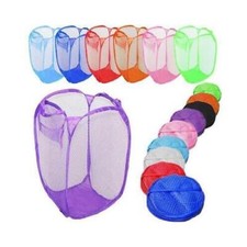 LAUNDRY BAG POP UP MESH WASHING FOLDABLE LAUNDRY BASKET BAG BIN HAMPER STORAGE