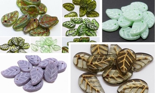 Czech glass leaf drop - (mm),