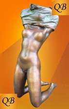 ART DECO BRONZE FIGURE NUDE SCULPTURE NAKED FIGURINE STATUE FEMALE GIRL DRESSING