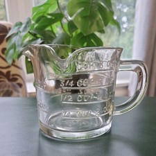 Vintage Rare glass measuring jug Cups & Oz 3 spouts 1900's ◇1 mark 