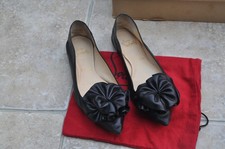 Christian Louboutin Anemosea Black Leather Flats Nappa Shiny Size 37