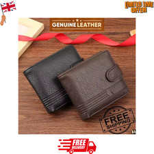 Mens Genuine Leather wallet RFID Blocking, Men Wallet with Snap Button