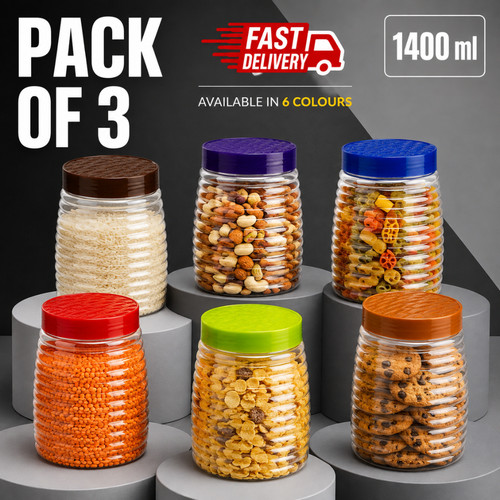 Plastic storage jars - 3x,