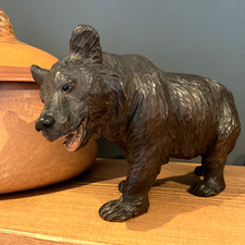 BLACK FOREST BEAR ANTIQUE CARVED WOODEN SWISS C1900 VGC 23CMS LONG X 13CMS TALL