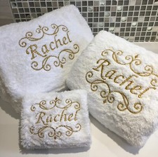 Personalised and Monogrammed Towels, 500GMS Scroll Monogram Towels, All Sizes