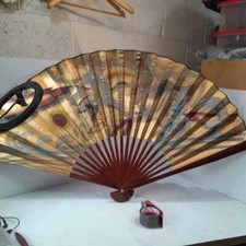 Fan Painted Dragons bamboo X Large Hand Decorative Oriental display shop 148cm