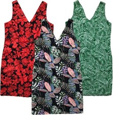 NEXT Womens Shift Dress Linen Blend Summer Red Floral Navy CRAZY CLEARANCE £5!