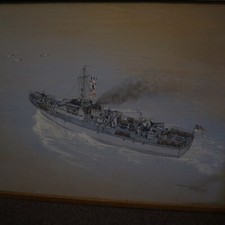 Original WWII Painting of a motor gunboat by H H McWilliams