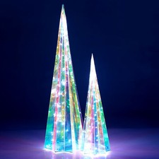 Christmas Light-up Star Decoration Multicolour Modern Xmas Tree Cone Iridescent