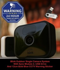 Blink Outdoor Single Wireless HD Security Camera System: 64GB USB + CCTV Sticker