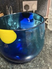 Vintage Murano Sommerso Try Colour Glass Bowl Dark Kingfish Blue And Yellow Vgc