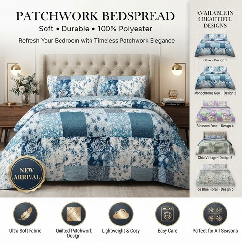 Patchwork quilted bedspread - quilted,