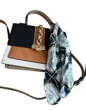 ALDO Anniebrook Flap Satchel Bag Handbag Colorblock Purse Gold Chain Closure S1