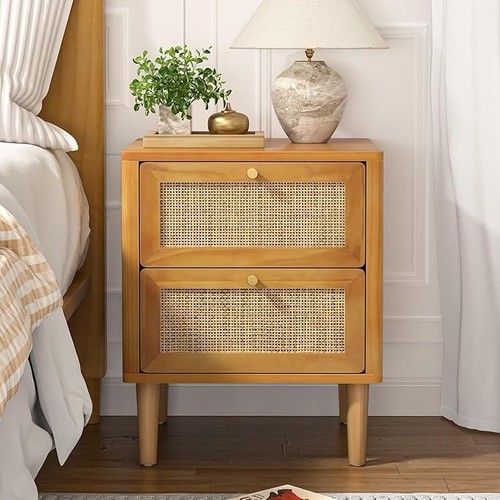 Rattan bedside table with - with, 2
