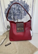 Amanda Wakeley Designer Red Leather Croc Detail Handbag Charm Dust Bag