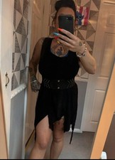 London Designer Hampstead Bazaar square neck ragged hem dress free size 8-14