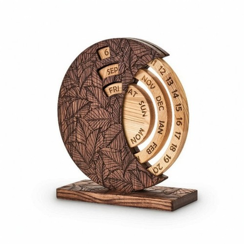 Wooden perpetual calendar - wooden,