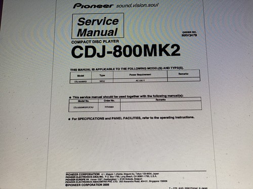 Pioneer cdj 800mk2 service - pioneer, cdj-800mk2