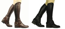 SAXON EQUI LEATHER SHOW GAITERS HORSE RIDING *ADULTS* HALF CHAPS