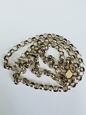 FINE 9CT YELLOW GOLD SOLID BELCHER LINKED CHAIN NECKLET - 20.5 INCHES