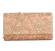 Women Satin Lace Clutch Bag Envelope Floral Evening Wedding Party Bridal Handbag