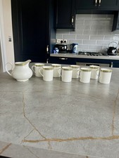 Set of 8 Royal Doulton CLARENDON H4993 Coffee Cups and Cream Milk Jug