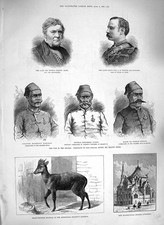 Old Antique Print 1885 Muntjac Church Liverpool Bazley Tarlhat War Soudan 19th