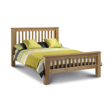 Oak Wooden Bed, Amsterdam High Foot End Bed with 3 Size and 4 Mattress Options