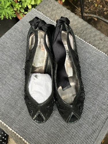Faith black beaded suede - , peep
