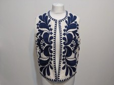 ZARA Stephanie Embroidered Gilet Waistcoat M Bloggers Boho Festival Blue 