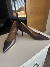 L K Bennett Fleur Dark Red Suede &Leather Court Shoes Size Uk 4 Eu 37 Rrp £195