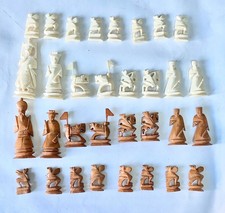 Vintage Hand Carved Bone Chinese Chess Set