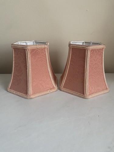 Pair vintage peach damask - pair,