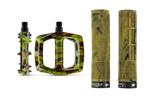 DMR Camo V6 Platform Pedals & DMR Camo Deathgrips Flangless Bundle Deal MTB -BMX