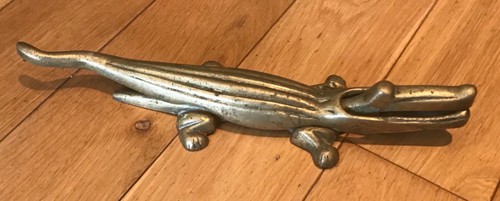 Vintage solid brass crocodile - brass,