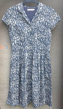 Seasalt Cornwall Beatrice Dress Plant Print Floral Natural Boho UK 10 EU 38 Blue