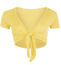 Women Short Sleeve Tie Up Front Cardigan Ladies Bolero Shrug Cropped Cardigan