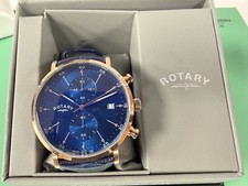 New Mens/ Gents Rotary blue/ rose goldplated Quartz Chronograph BNIB GS00302/05
