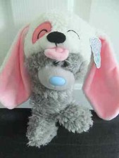 10" DINKY GREY PINK WHITE BLUE NOSE TEDDY BEAR PUPPY DOG PUP SOFT CUDDLY TOY A