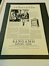 SANGAMO ELECTRIC CLOCKS  B&W AD PAGE FROM MAGAZINE 1929, APPROX.10X7 SIZE